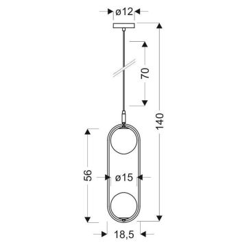 Lampadario a sospensione con filo CORDEL 2xG9/28W/230V nero