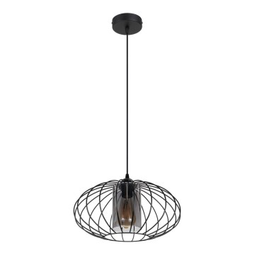 Lampadario a sospensione con filo CORRINI 1xE27/60W/230V diametro 34 cm nero/grigio