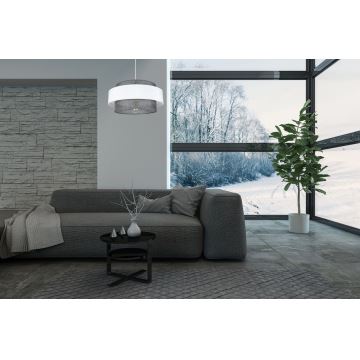 Lampadario a sospensione con filo CORSA 1xE27/60W/230V bianco/grigio