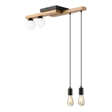 Lampadario a sospensione con filo CORTINA 2xE27/15W/230V + 2xG9/5W/230V nero/quercia