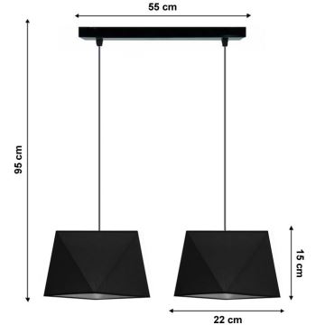 Lampadario a sospensione con filo DIAMENT 2xE27/60W/230V nero