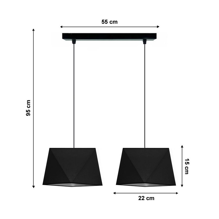 Lampadario a sospensione con filo DIAMENT 2xE27/60W/230V nero