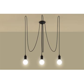 Lampadario a sospensione con filo EDISON 3 3xE27/60W/230V nero