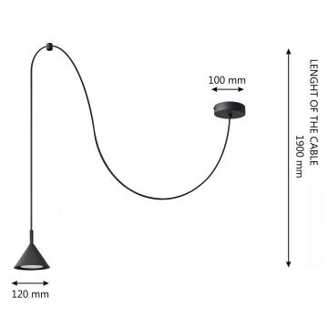 Lampadario a sospensione con filo ETNA 1xGX53/15W/230V nero