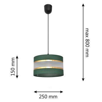 Lampadario a sospensione con filo HELEN 1xE27/60W/230V diametro 25 cm verde/oro