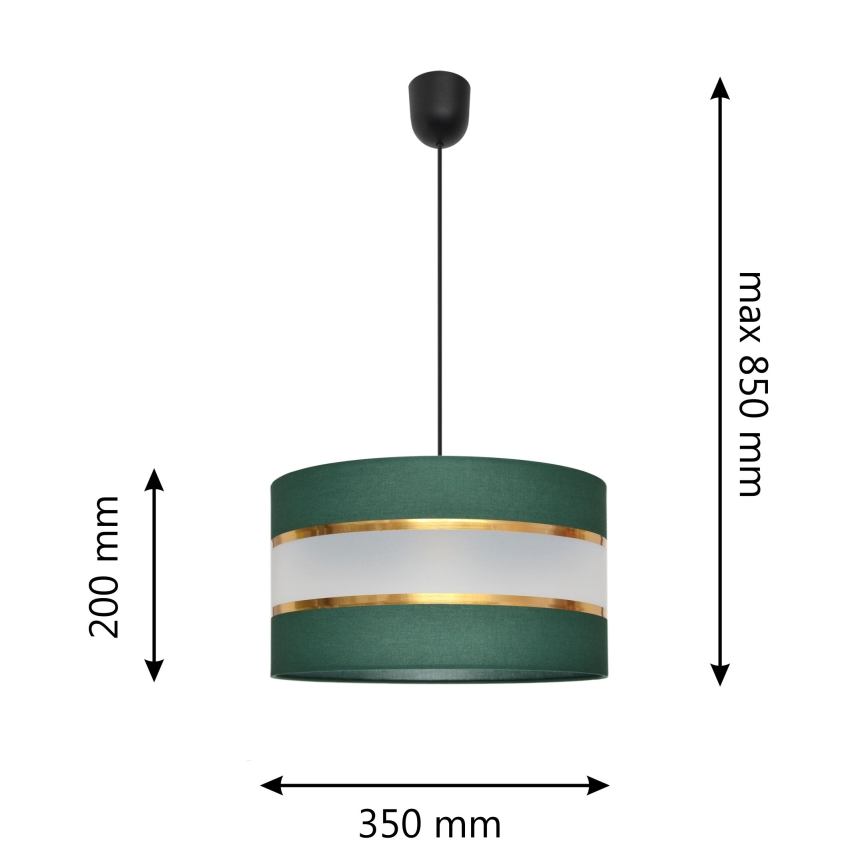 Lampadario a sospensione con filo HELEN 1xE27/60W/230V diametro 35 cm verde/oro