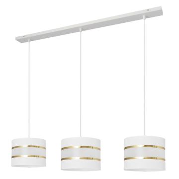 Lampadario a sospensione con filo HELEN 3xE27/60W/230V bianco/oro