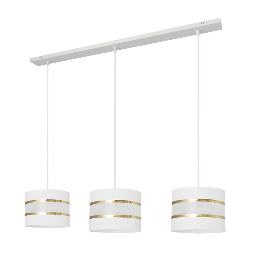 Lampadario a sospensione con filo HELEN 3xE27/60W/230V bianco/oro