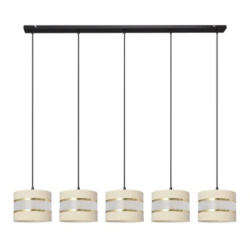 Lampadario a sospensione con filo HELEN 5xE27/60W/230V color crema/nero/oro