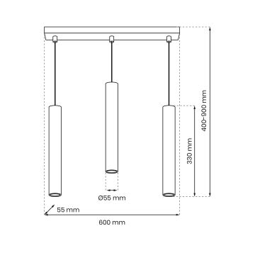 Lampadario a sospensione con filo HUDSON 3xGU10/8W/230V bianco