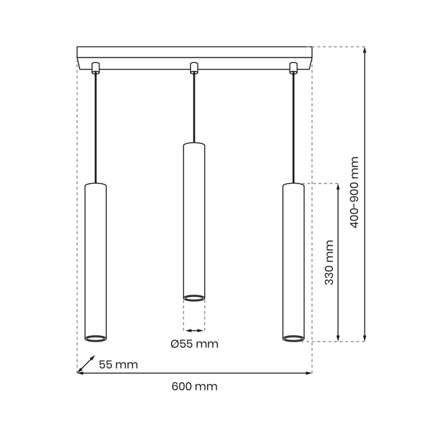 Lampadario a sospensione con filo HUDSON 3xGU10/8W/230V bianco