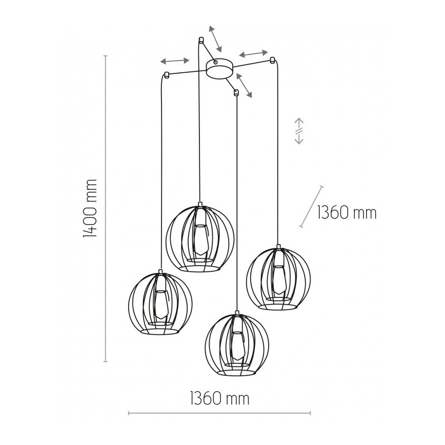 Lampadario a sospensione con filo JAULA 4xE27/60W/230V