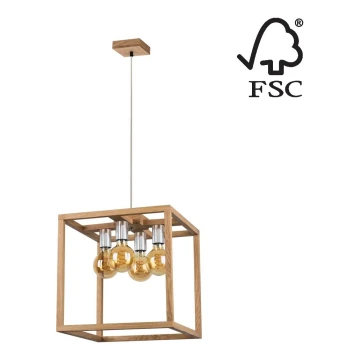 Lampadario a sospensione con filo KAGO 4xE27/60W/230V -  certificato FSC