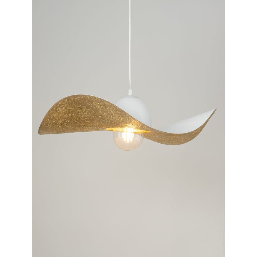 Lampadario a sospensione con filo KAPELLO 1xE27/60W/230V diametro 55 cm bianco/oro