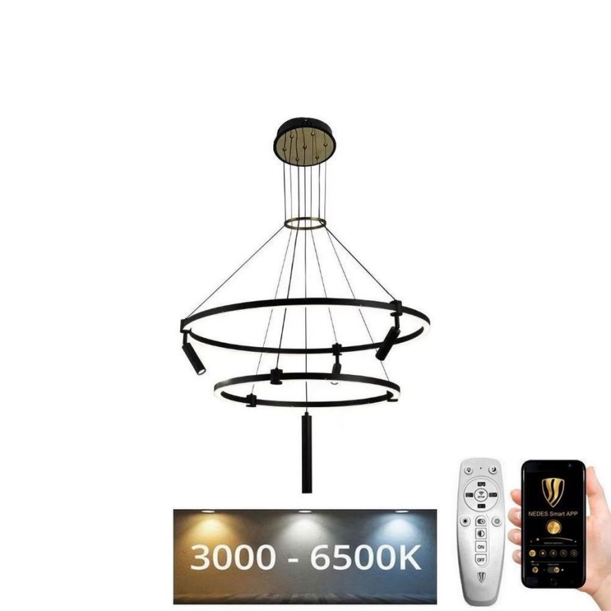Lampadario a sospensione con filo LED dimmerabile LED/140W/230V 3000-6500K + telecomando