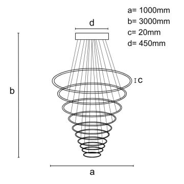 Lampadario a sospensione con filo LED dimmerabile LED/365W/230V 3000-6500K + telecomando