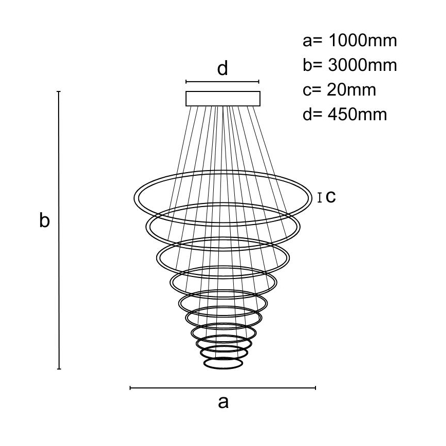 Lampadario a sospensione con filo LED dimmerabile LED/365W/230V 3000-6500K + telecomando