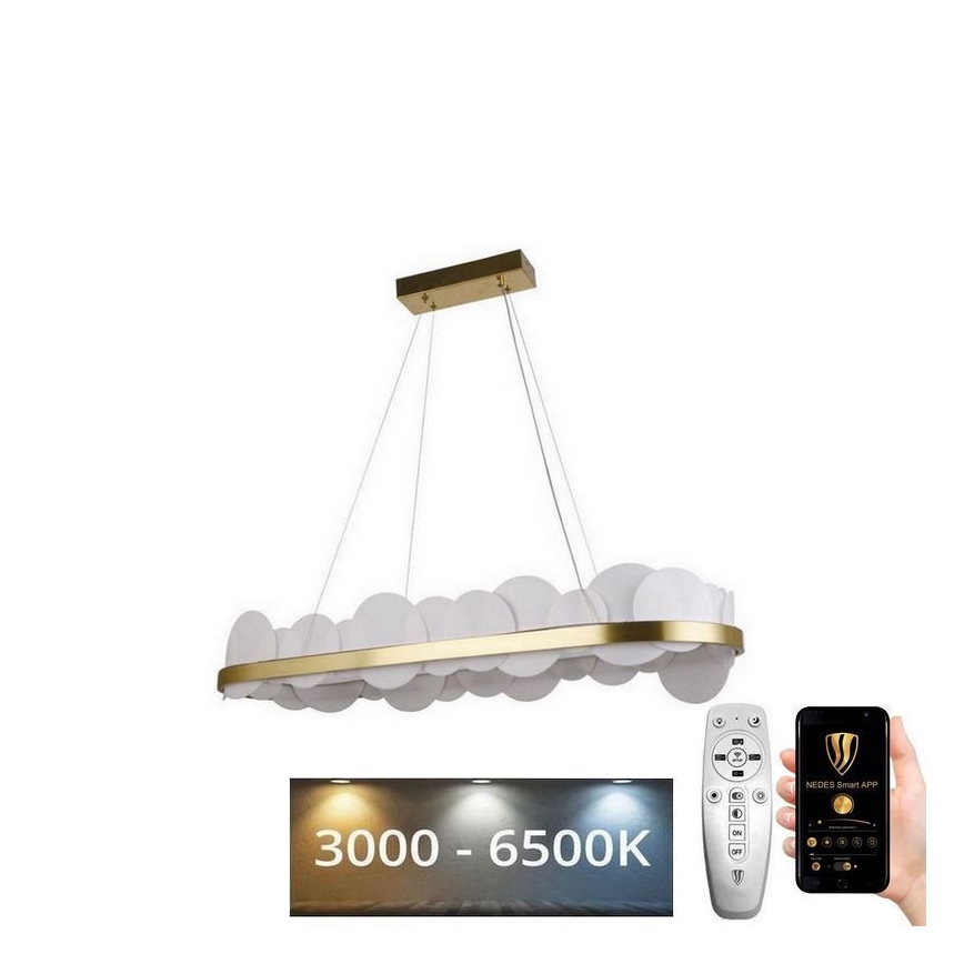 Lampadario a sospensione con filo LED dimmerabile LED/50W/230V 3000-6500K oro + telecomando