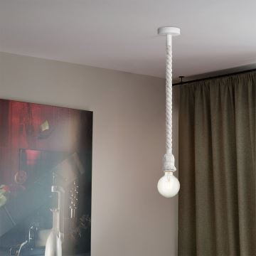 Lampadario a sospensione con filo LEONARDO ROPE 1xE27/10W/230V bianco