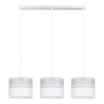 Lampadario a sospensione con filo LIMA 3xE27/60W/230V argento/bianco