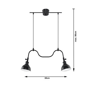 Lampadario a sospensione con filo MARE 2 2xE27/60W/230V nero