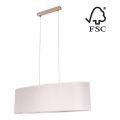 Lampadario a sospensione con filo MERCEDES 2xE27/40W/230V color crema/quercia – FSC certificato