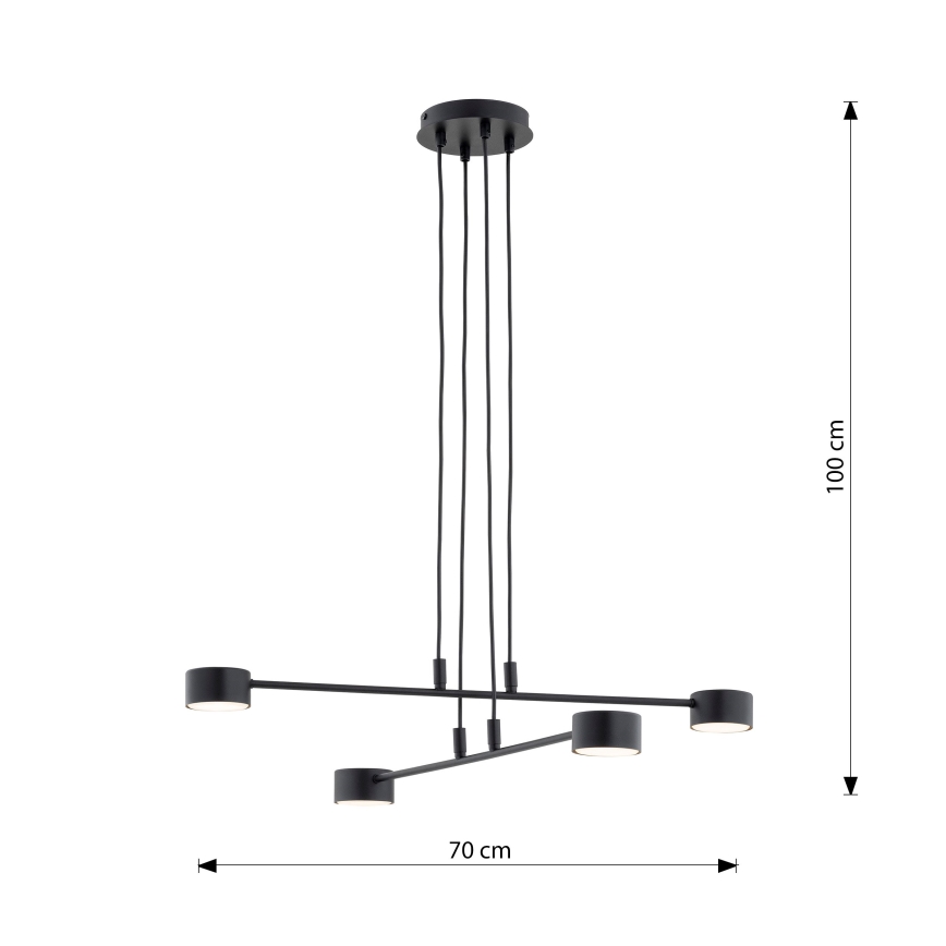 Lampadario a sospensione con filo MODUS 4xGX53/12W/230V nero