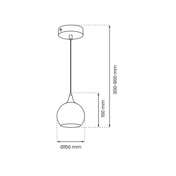 Lampadario a sospensione con filo MONTE 1xE27/60W/230V d. 15 cm cromo opaco