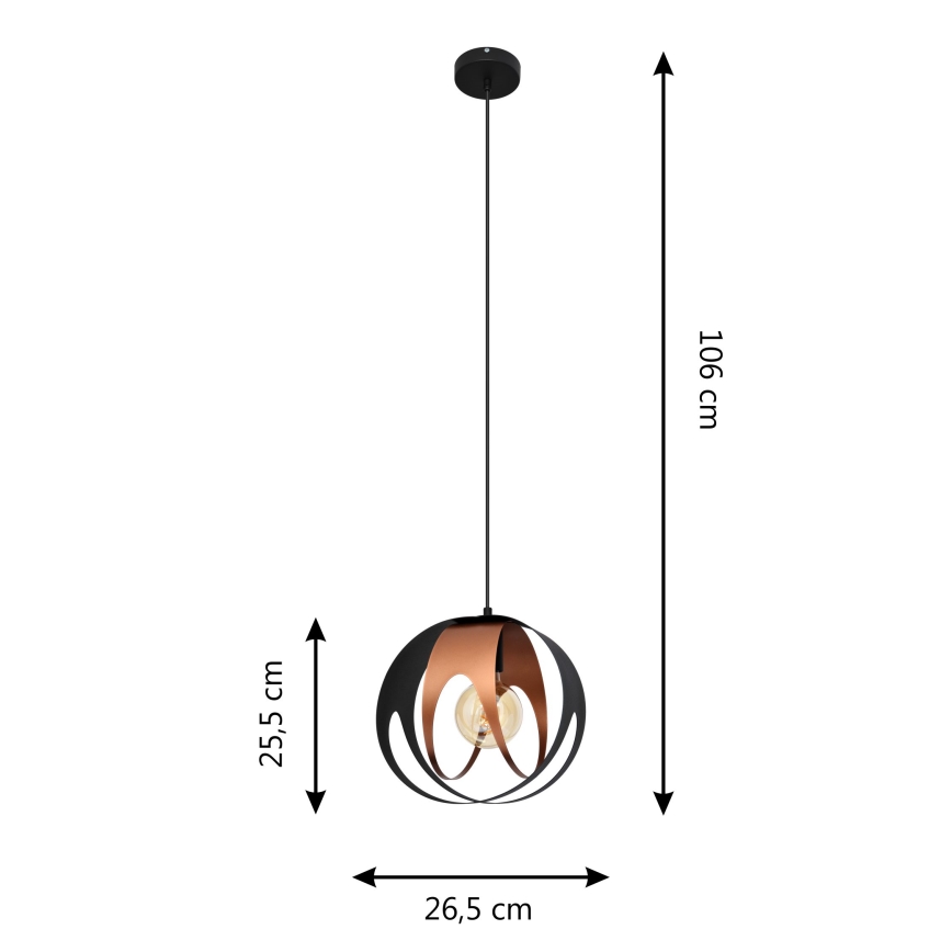 Lampadario a sospensione con filo MOONLIGHT 1xE27/60W/230V nero/rame