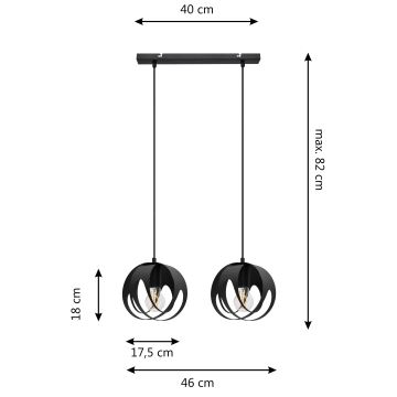 Lampadario a sospensione con filo MOONLIGHT 2xE27/60W/230V nero