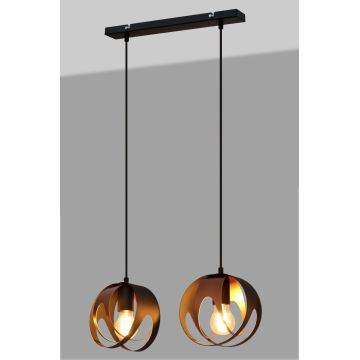 Lampadario a sospensione con filo MOONLIGHT 2xE27/60W/230V nero/rame