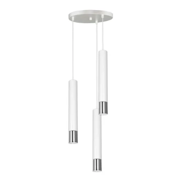 Lampadario a sospensione con filo NEST 3xGU10/8W/230V bianco/cromo lucido