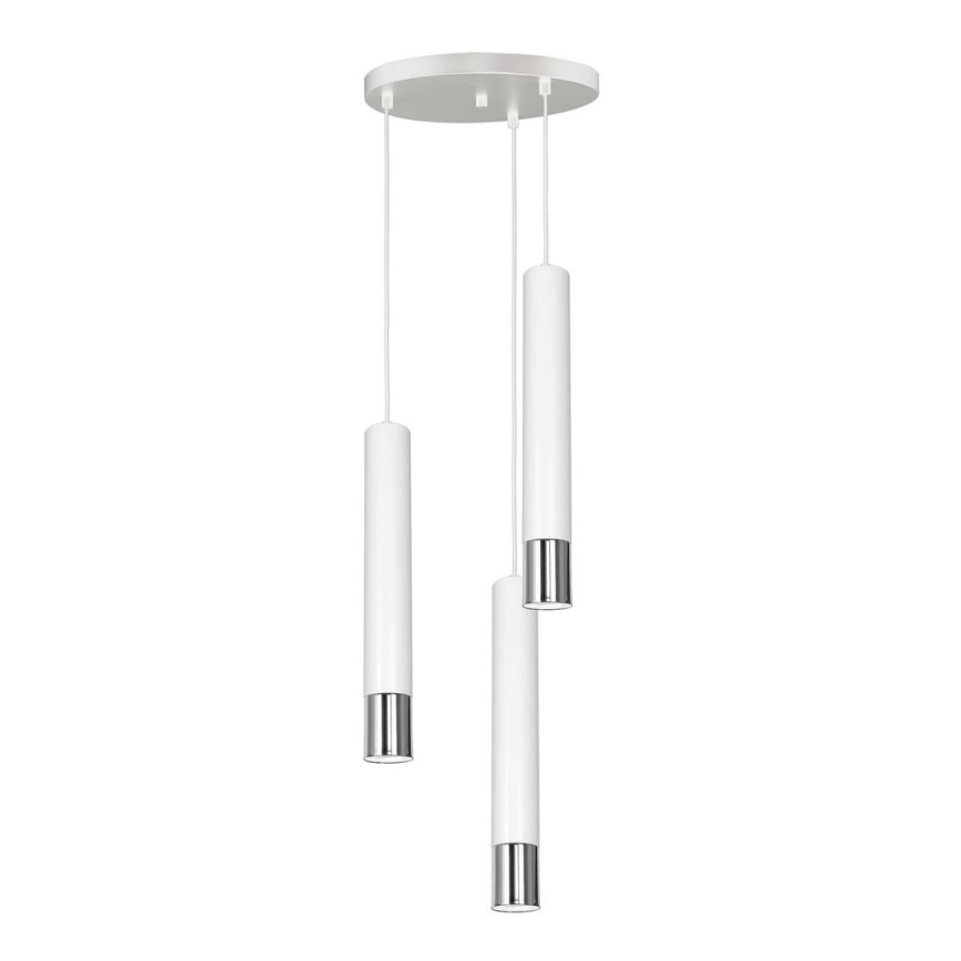 Lampadario a sospensione con filo NEST 3xGU10/8W/230V bianco/cromo lucido