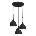 Lampadario a sospensione con filo NOAK 3xE27/60W/230V nero/cromo lucido