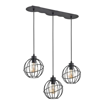 Lampadario a sospensione con filo ORBITA BLACK 3xE27/60W/230V