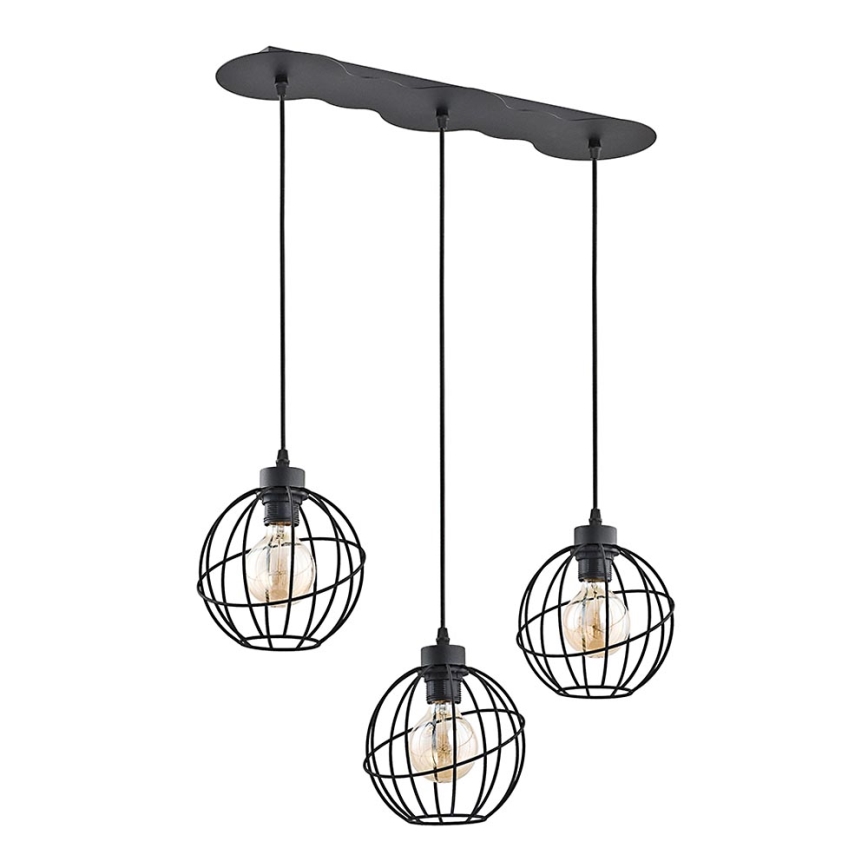 Lampadario a sospensione con filo ORBITA BLACK 3xE27/60W/230V