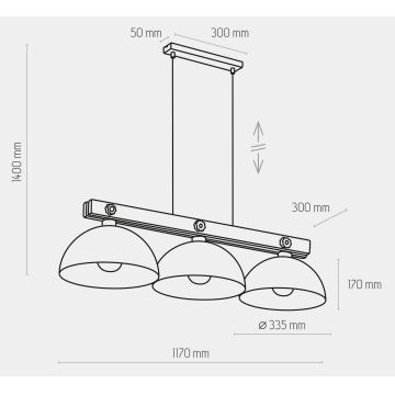 Lampadario a sospensione con filo OSLO 3xE27/60W/230V nero/legno