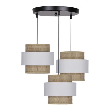 Lampadario a sospensione con filo RATTAN 3xE27/40W/230V bianco/marrone