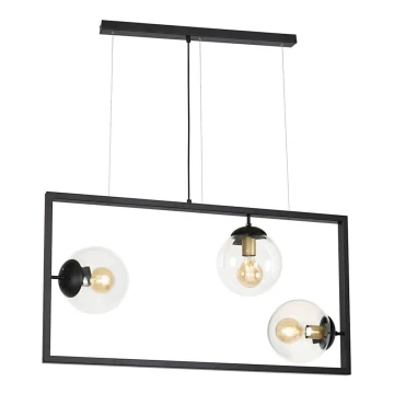 Lampadario a sospensione con filo REY 3xE27/7W/230V nero