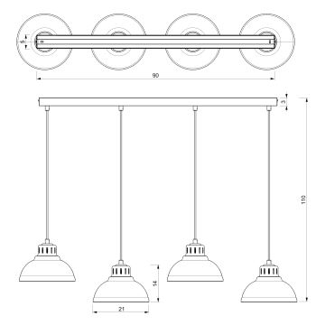 Lampadario a sospensione con filo SVEN 4xE27/15W/230V bianco