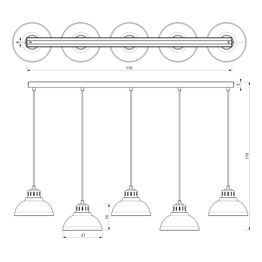 Lampadario a sospensione con filo SVEN 5xE27/15W/230V bianco