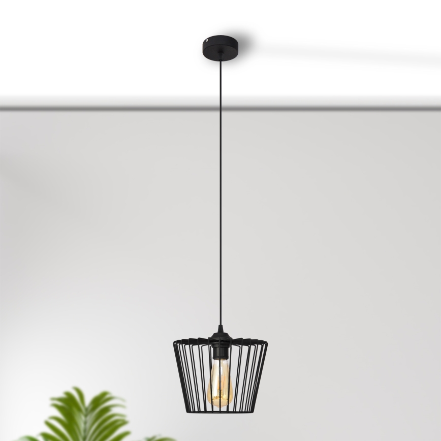 Lampadario a sospensione con filo TORRI 1xE27/15W/230V diametro 23 cm nero