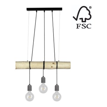 Lampadario a sospensione con filo TRABO 3xE27/60W/230V - certificato FSC