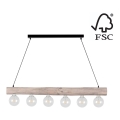 Lampadario a sospensione con filo TRABO 6xE27/60W/230V - certificato FSC