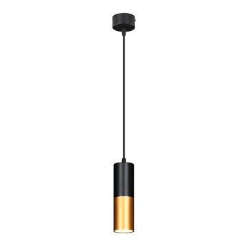 Lampadario a sospensione con filo TUBA 1xGU10/15W/230V nero/oro