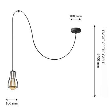 Lampadario a sospensione con filo TUBE LONG 1xE27/15W/230V nero/cromo