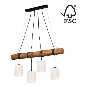 Lampadario a sospensione con filo ULMO 4xE27/25W/230V pino – FSC certificato