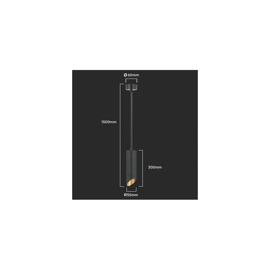 Lampadario a sospensione con supporto rigido 1xGU10/35W/230V 30 cm nero
