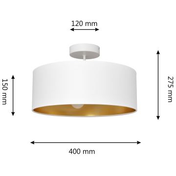 Lampadario a sospensione con supporto rigido ALBA 3xE27/60W/230V bianco/oro