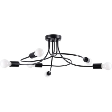 Lampadario a sospensione con supporto rigido LEVAR 6xE27/15W/230V nero